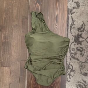 J. Crew Olive Green One shoulder Women’s Swimsuit
